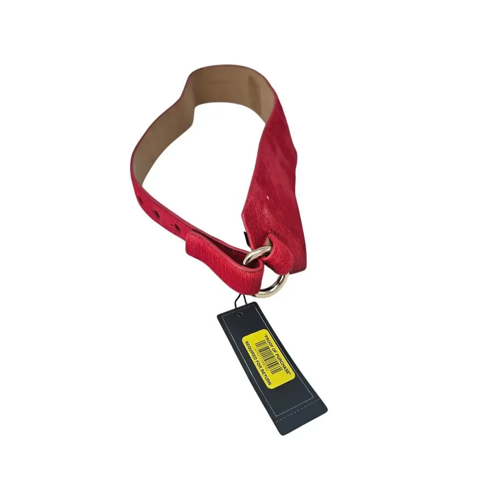 NEW BCBGMaxazria S Red Calf Hair Wide Corest Belt Harness Ring Boho Y2K